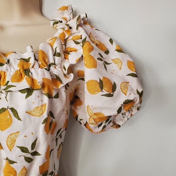 Reformation Marley Linen Off The Shoulder Midi Dress Lemonade Yellow Size 4 - Picture 6 of 10